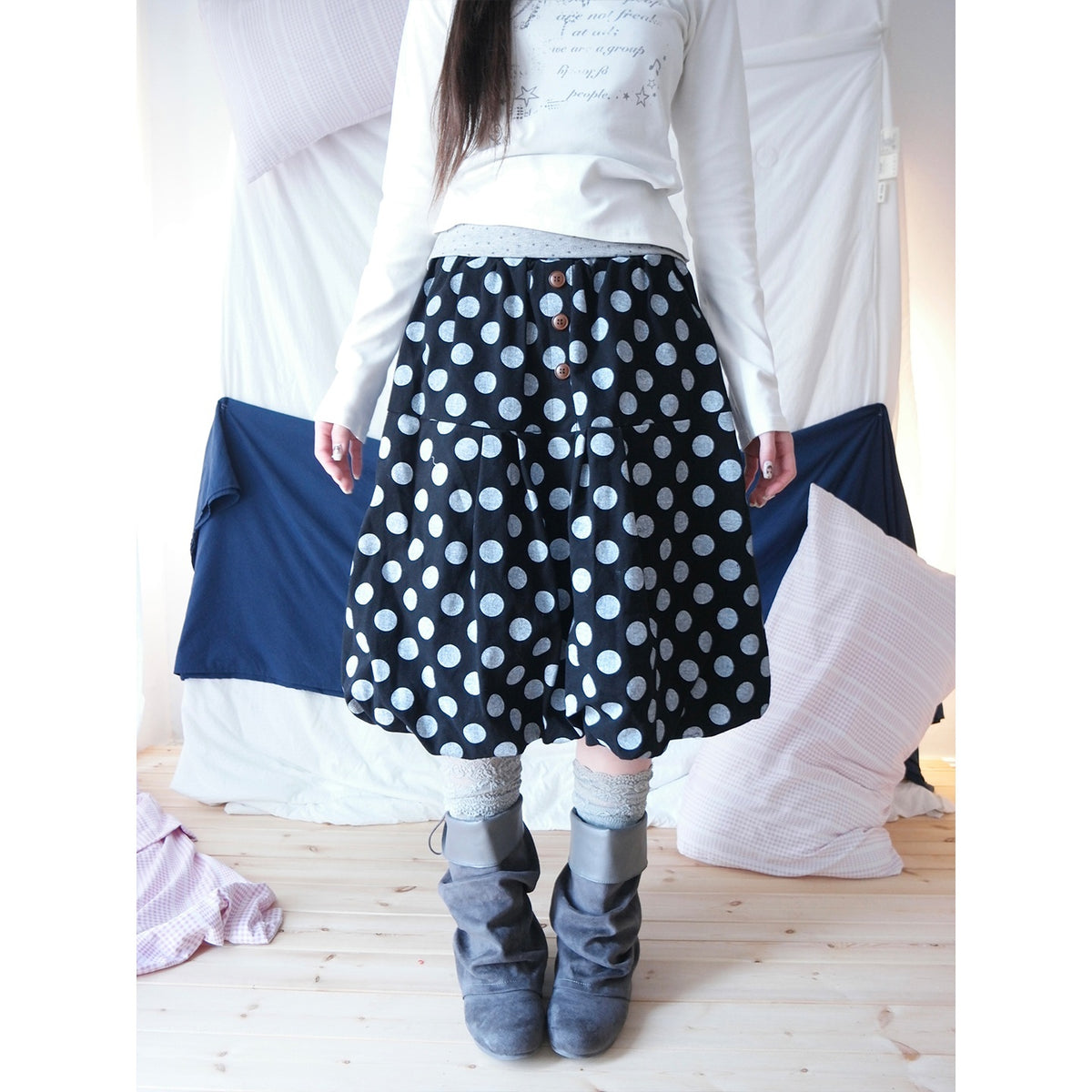 ang_project_Polka_Dot_Button_Loose_Vintage_Bubble_Women&