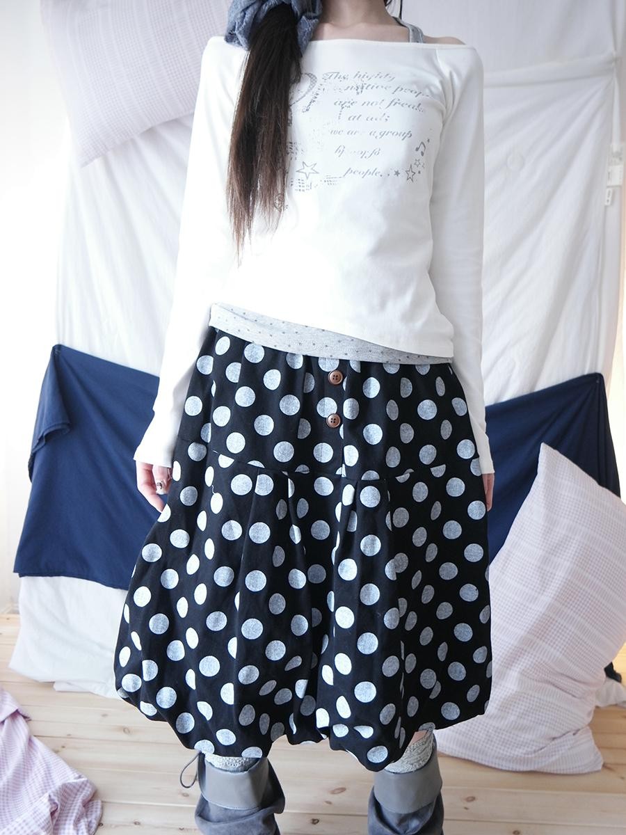 ang project Polka Dot Button Loose Vintage Bubble Women&