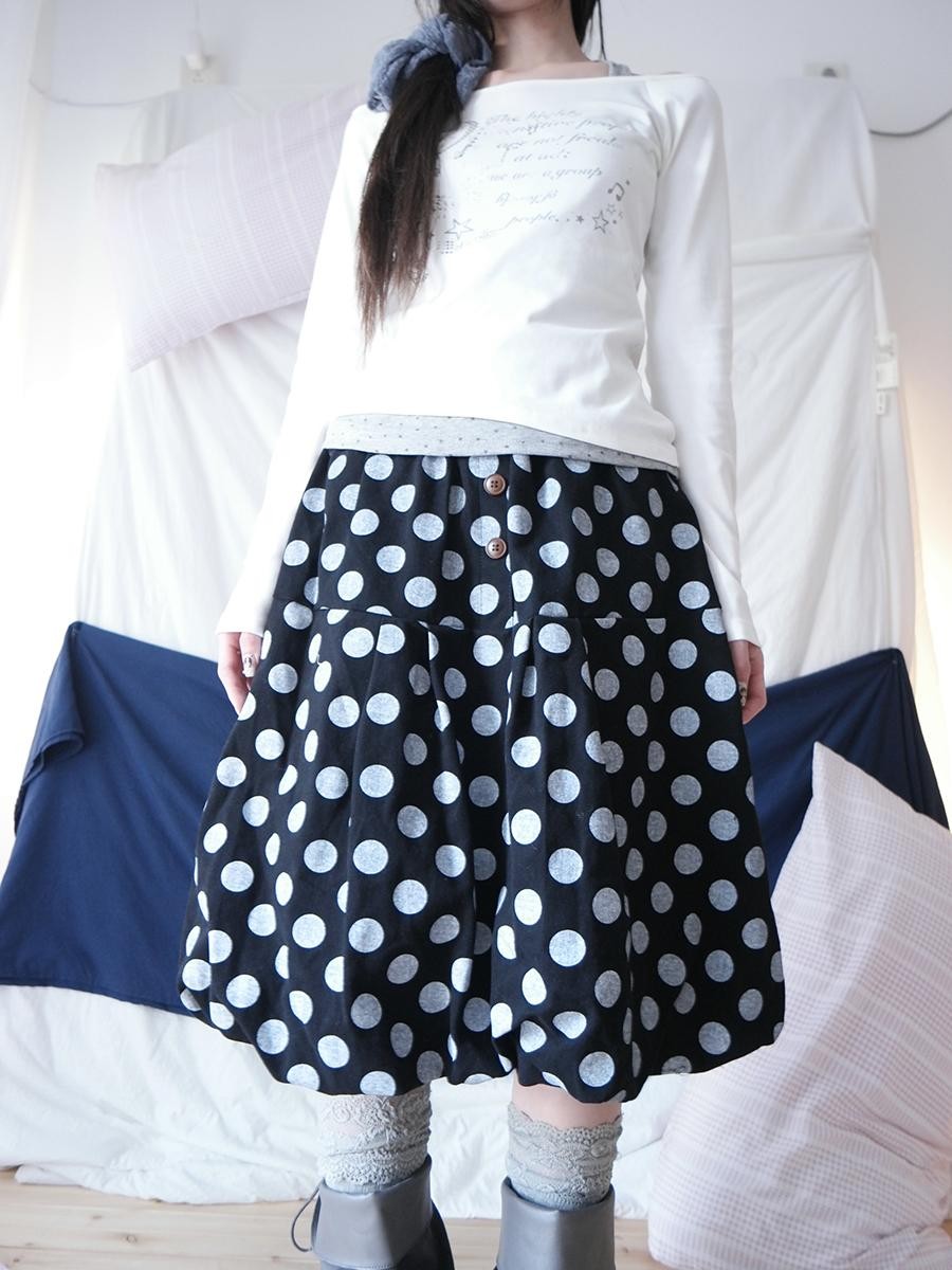 ang project Polka Dot Button Loose Vintage Bubble Women&