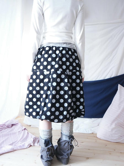 ang project Polka Dot Button Loose Vintage Bubble Women&