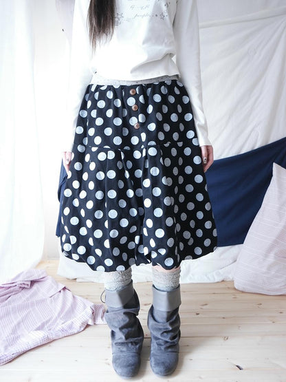 ang project Polka Dot Button Loose Vintage Bubble Women&