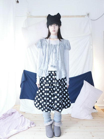 ang project Polka Dot Button Loose Vintage Bubble Women&
