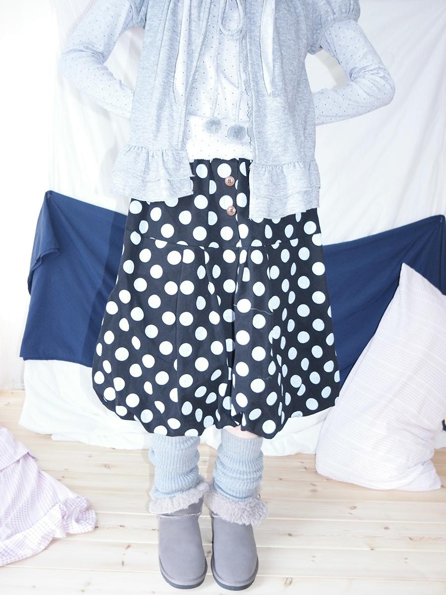 ang project Polka Dot Button Loose Vintage Bubble Women&