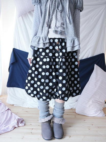 ang project Polka Dot Button Loose Vintage Bubble Women&