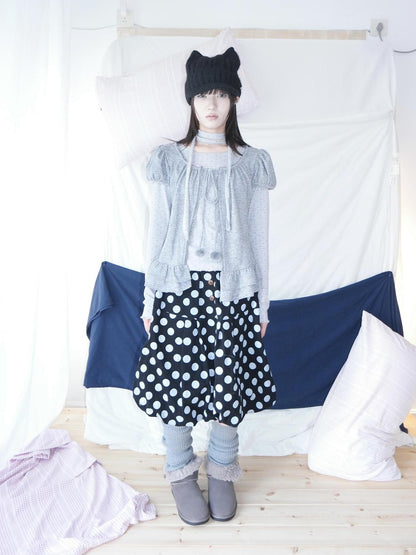 ang project Polka Dot Button Loose Vintage Bubble Women&