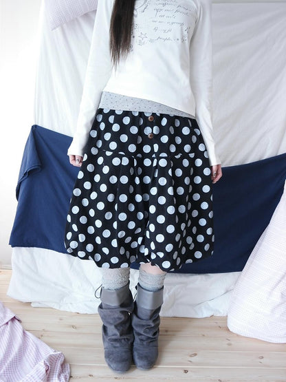 ang project Polka Dot Button Loose Vintage Bubble Women&