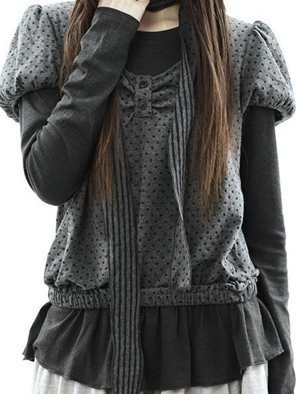 ang project Polka Dot Knit Colorblock Two Piece Women&