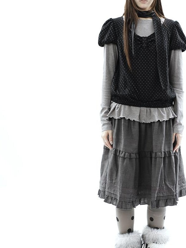 ang project Polka Dot Knit Colorblock Two Piece Women&