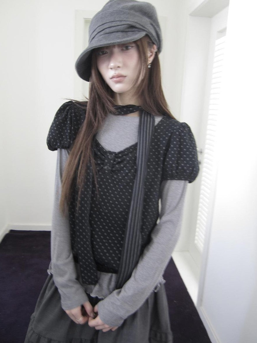 ang project Polka Dot Knit Colorblock Two Piece Women&