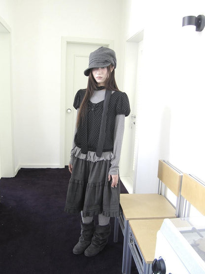 ang project Polka Dot Knit Colorblock Two Piece Women&