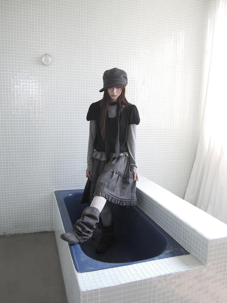 ang project Polka Dot Knit Colorblock Two Piece Women&