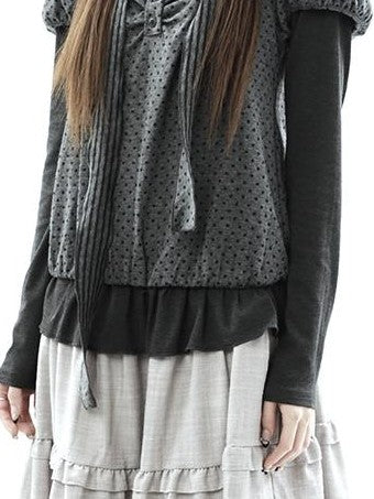 ang project Polka Dot Knit Colorblock Two Piece Women&