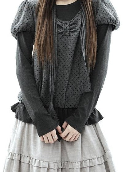 ang project Polka Dot Knit Colorblock Two Piece Women&