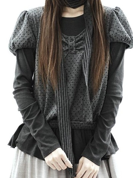 ang project Polka Dot Knit Colorblock Two Piece Women&