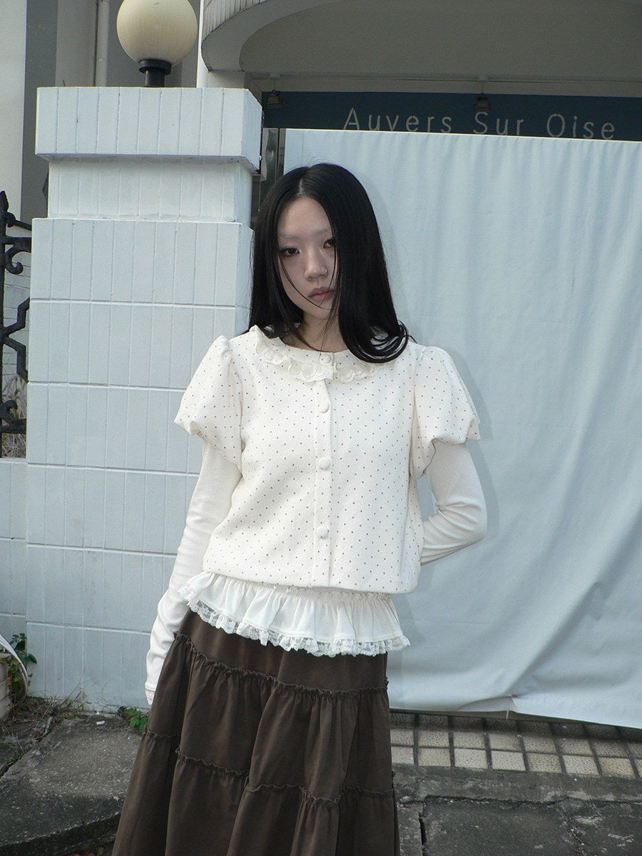 ang_project_Polka_Dot_Lace_Puff_Sleeve_Round_Neck_Women&