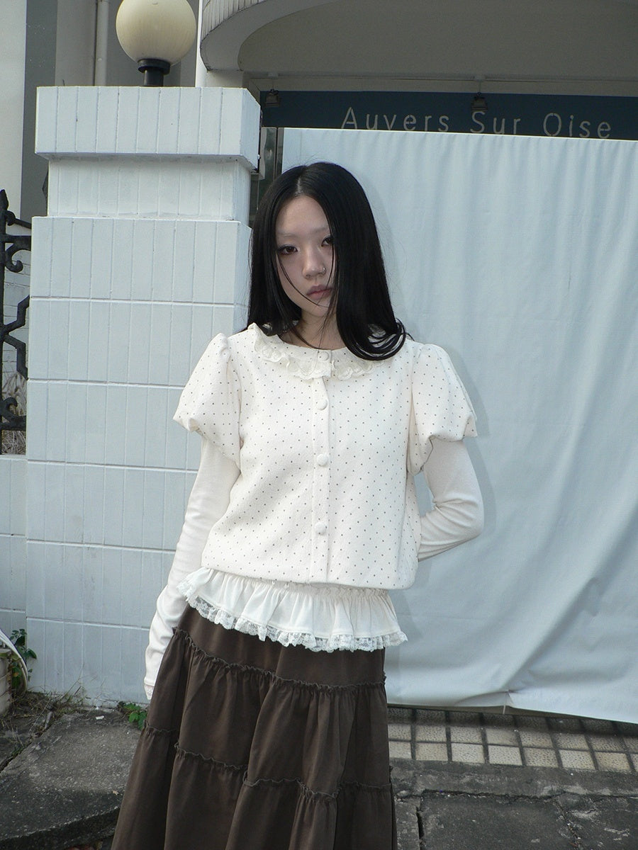 ang_project_Polka_Dot_Lace_Puff_Sleeve_Short_Sleeve_Women&