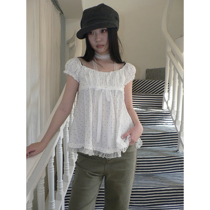 ang_project_Polka_Dot_Lace_Splice_Tie_Puff_Sleeve_Square_Neck_Women&