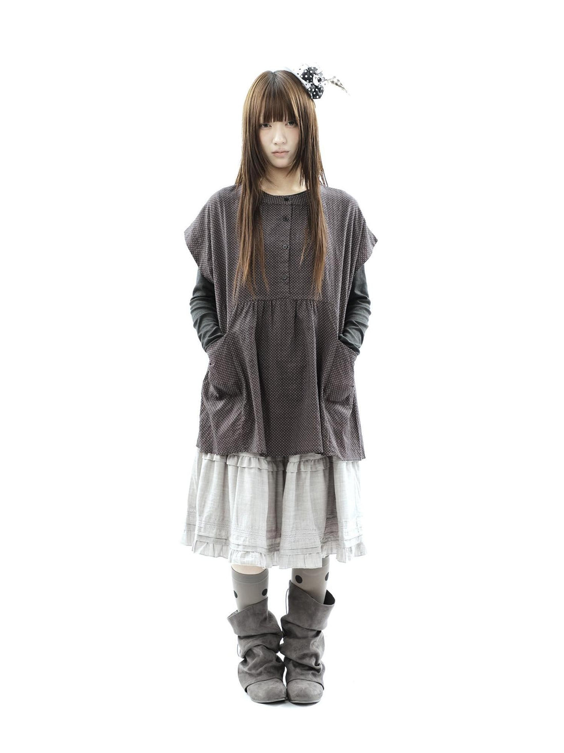 ang project Polka Dot Pleated Pocket Midlength Loose Women&