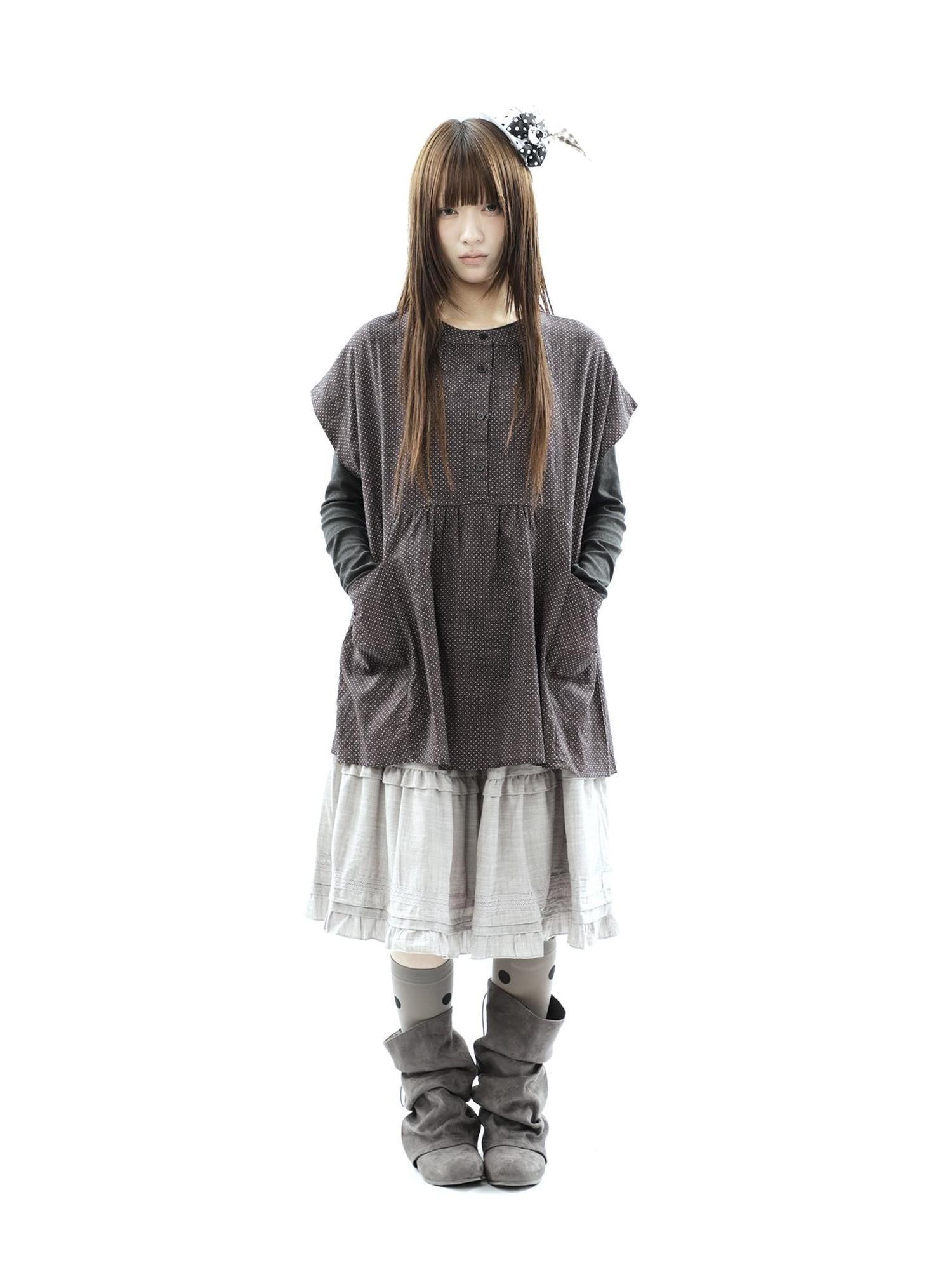 ang project Polka Dot Pleated Pocket Midlength Loose Women&