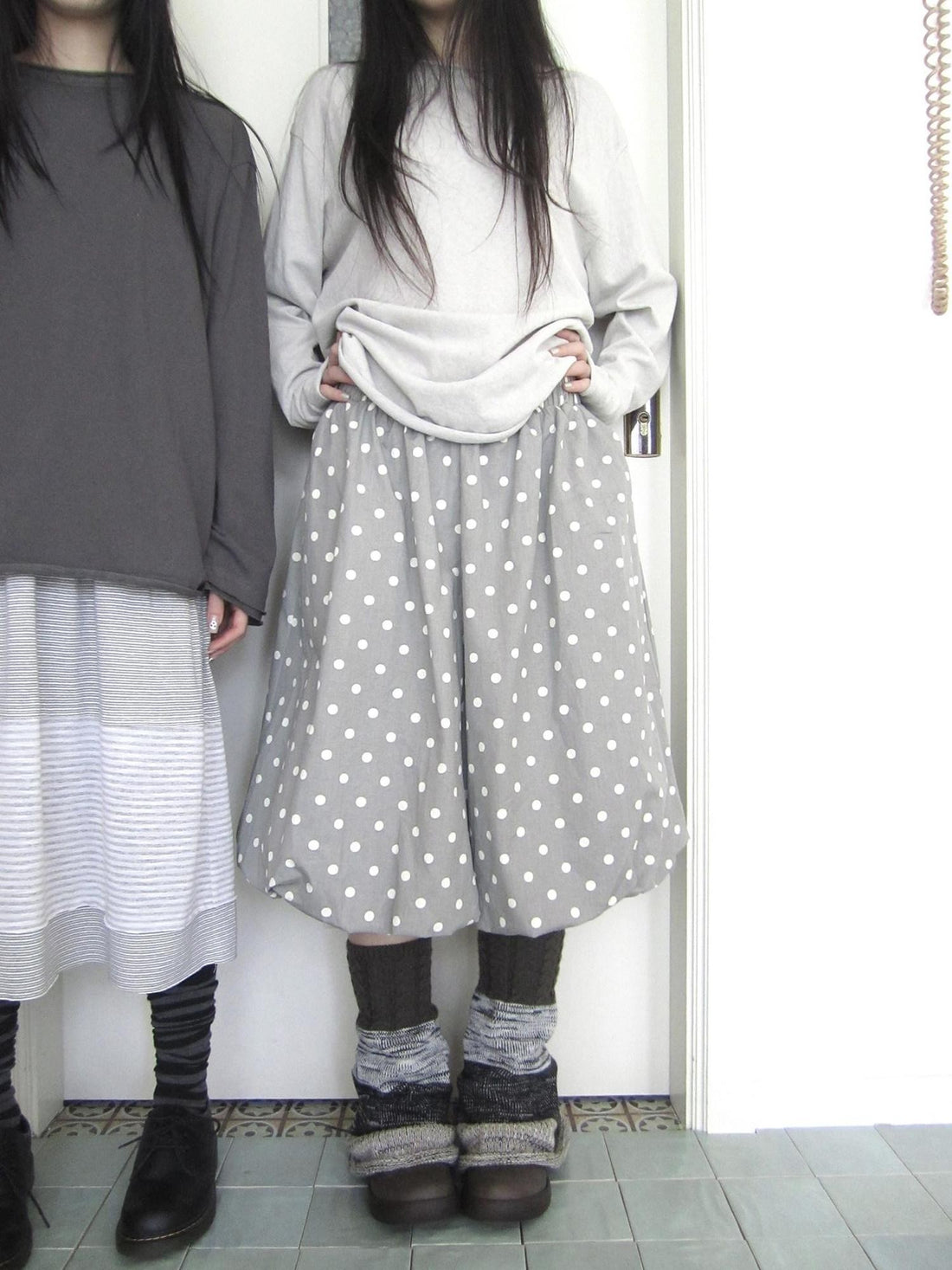 ang project Polka Dot Print Vintage Puff Balloon Elastic Waist Loose Women&