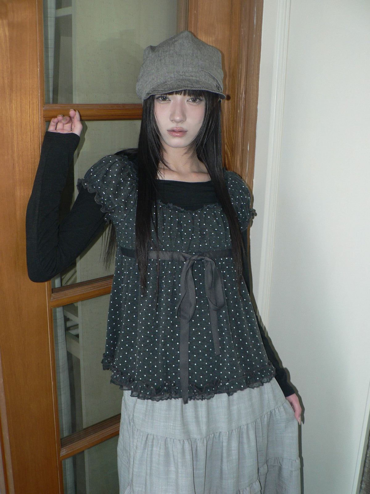 ang_project_Polka_Dot_Puff_Sleeve_Ruffled_Paneled_Women&