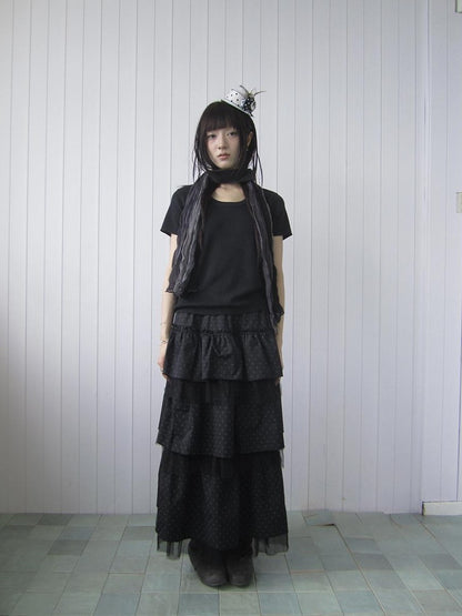 ang project Polka Dot Ruffle Lace Mesh Layered Women&