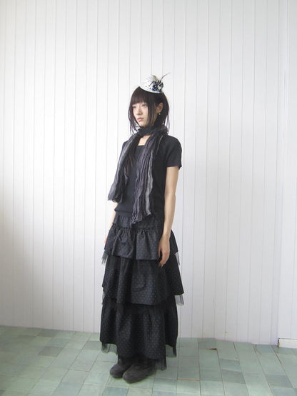 ang project Polka Dot Ruffle Lace Mesh Layered Women&
