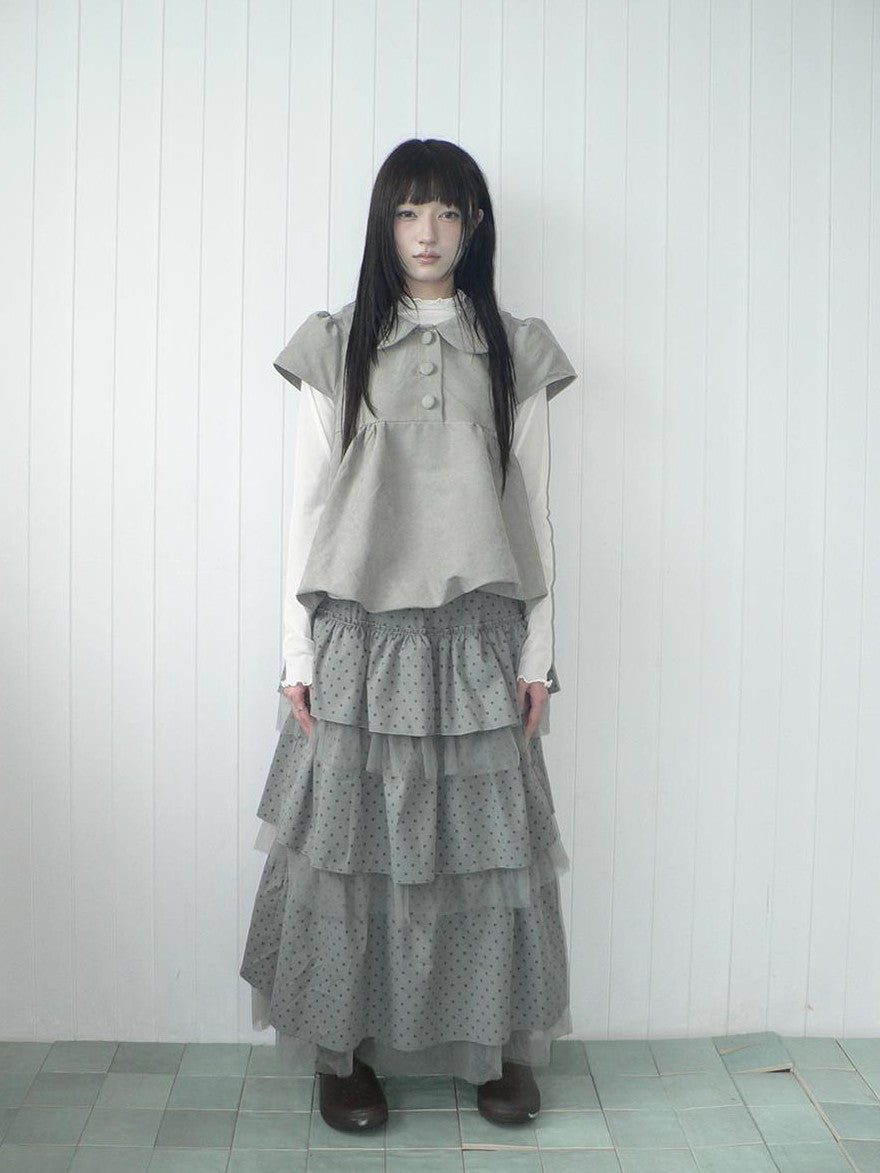 ang project Polka Dot Ruffle Lace Mesh Layered Women&