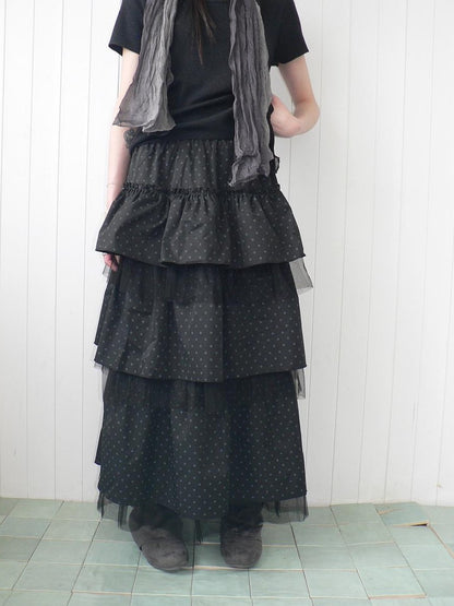 ang project Polka Dot Ruffle Lace Mesh Layered Women&