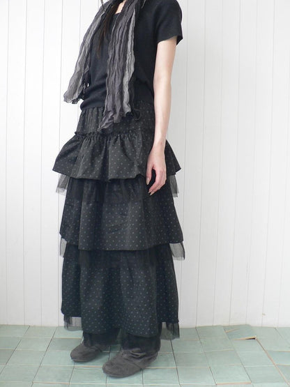 ang project Polka Dot Ruffle Lace Mesh Layered Women&