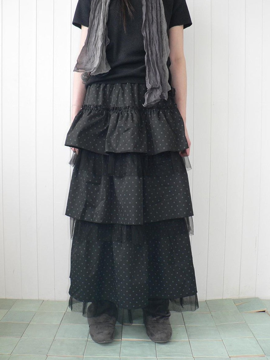 ang project Polka Dot Ruffle Lace Mesh Layered Women&