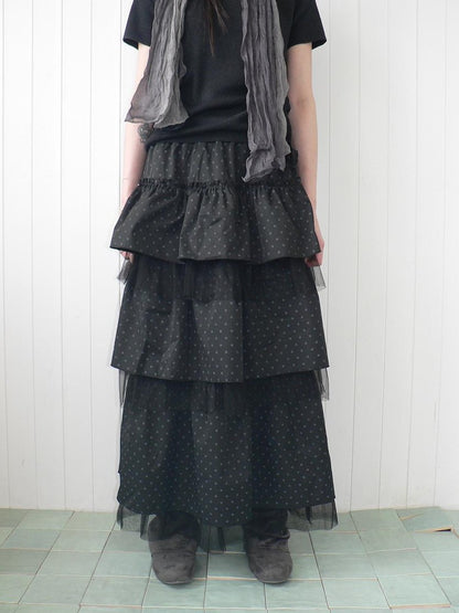 ang project Polka Dot Ruffle Lace Mesh Layered Women&