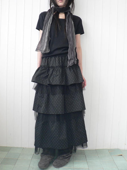 ang project Polka Dot Ruffle Lace Mesh Layered Women&