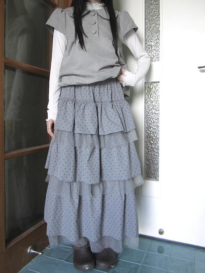 ang project Polka Dot Ruffle Lace Mesh Layered Women&