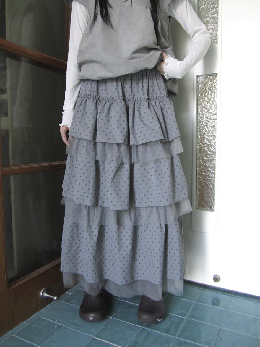 ang project Polka Dot Ruffle Lace Mesh Layered Women&