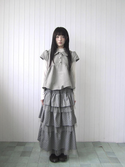 ang project Polka Dot Ruffle Lace Mesh Layered Women&