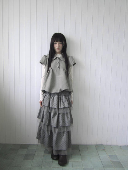 ang project Polka Dot Ruffle Lace Mesh Layered Women&