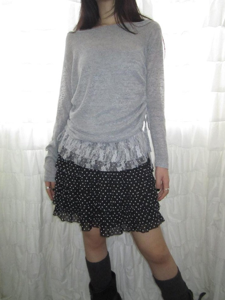 ang project Polka Dot Ruffle Spliced Elastic Waist Cake Women&