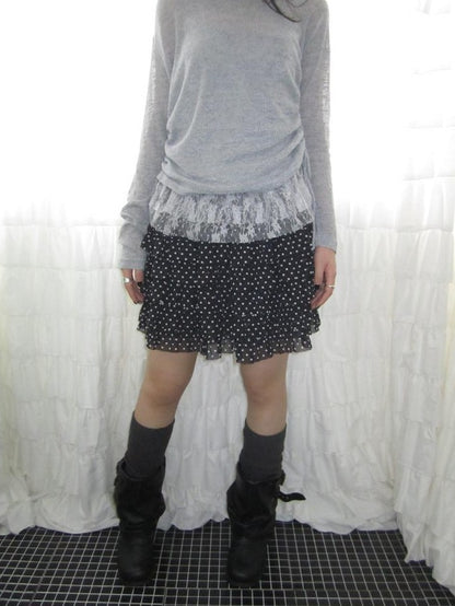 ang project Polka Dot Ruffle Spliced Elastic Waist Cake Women&