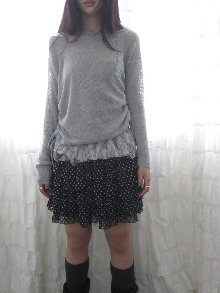 ang project Polka Dot Ruffle Spliced Elastic Waist Cake Women&