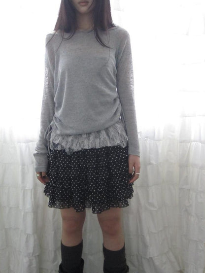 ang project Polka Dot Ruffle Spliced Elastic Waist Cake Women&