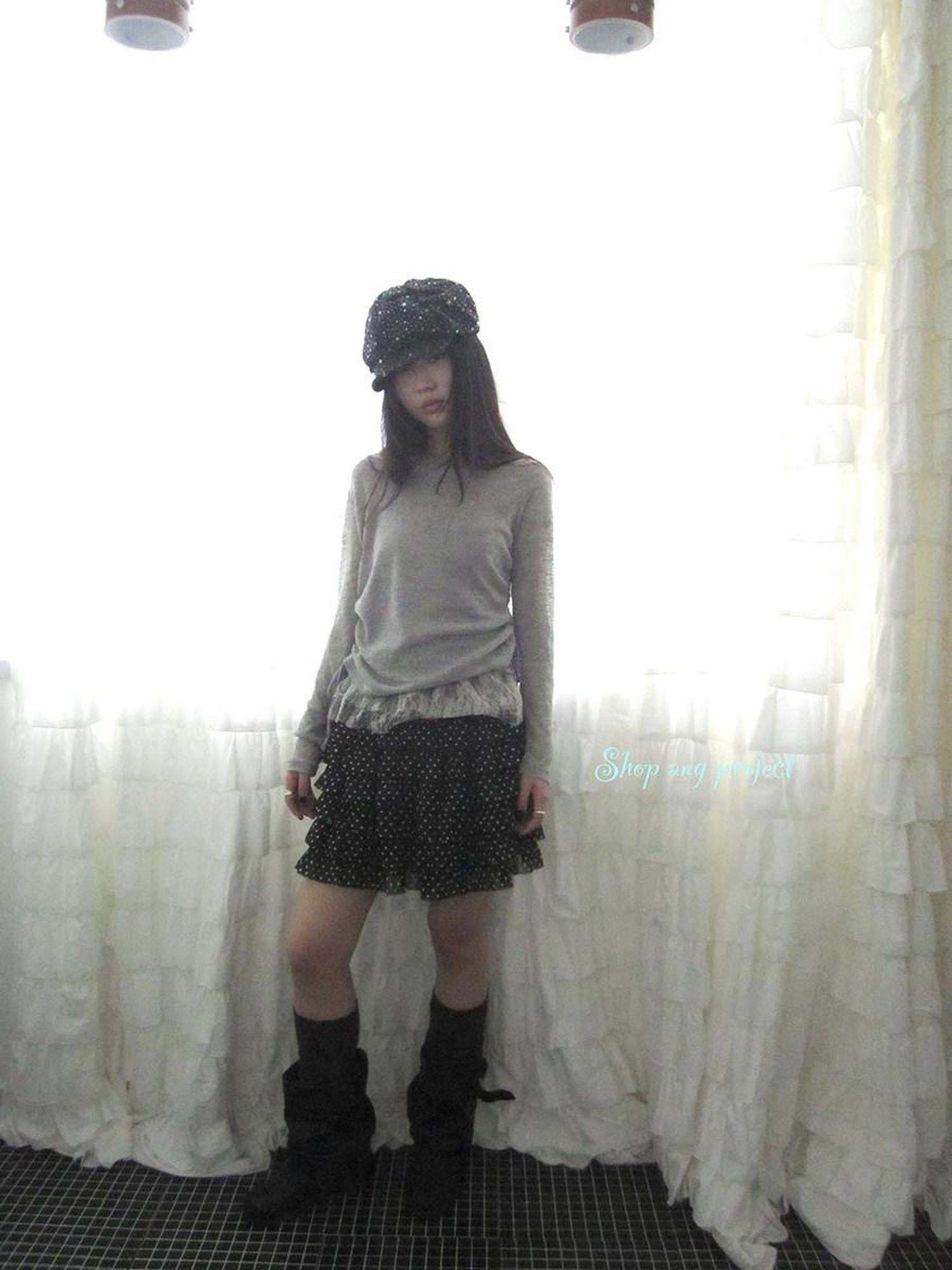 ang project Polka Dot Ruffle Spliced Elastic Waist Cake Women&