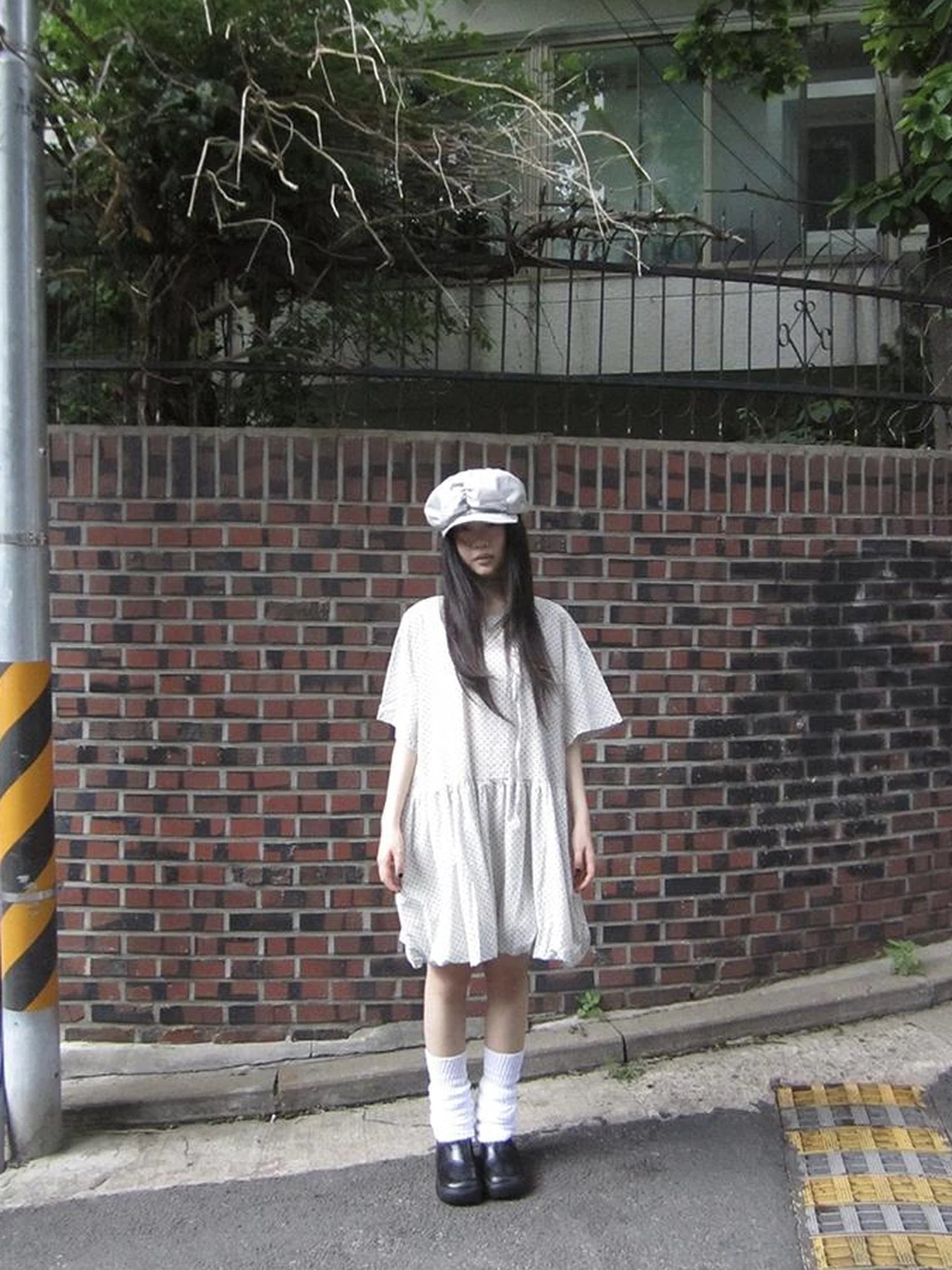 Polka Dot Summer Shift Dress with Puff Sleeves