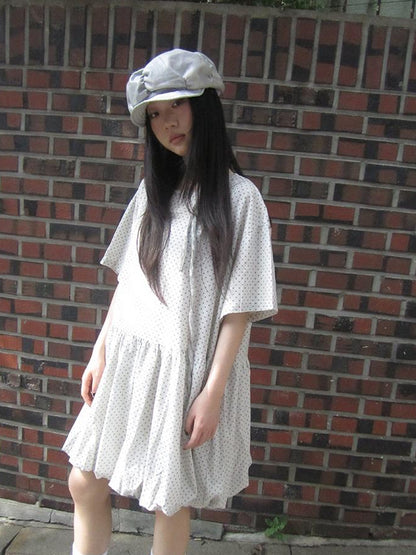ang project Polka Dot Summer Shift Dress with Puff Sleeves