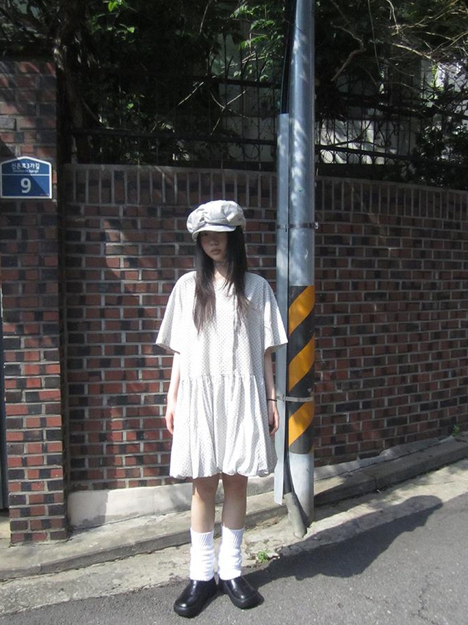 ang project Polka Dot Summer Shift Dress with Puff Sleeves