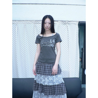 ang_project_Printed_Faux_Two_Piece_Colorblock_Halter_Tie_Slim_Short_Sleeve_Women&