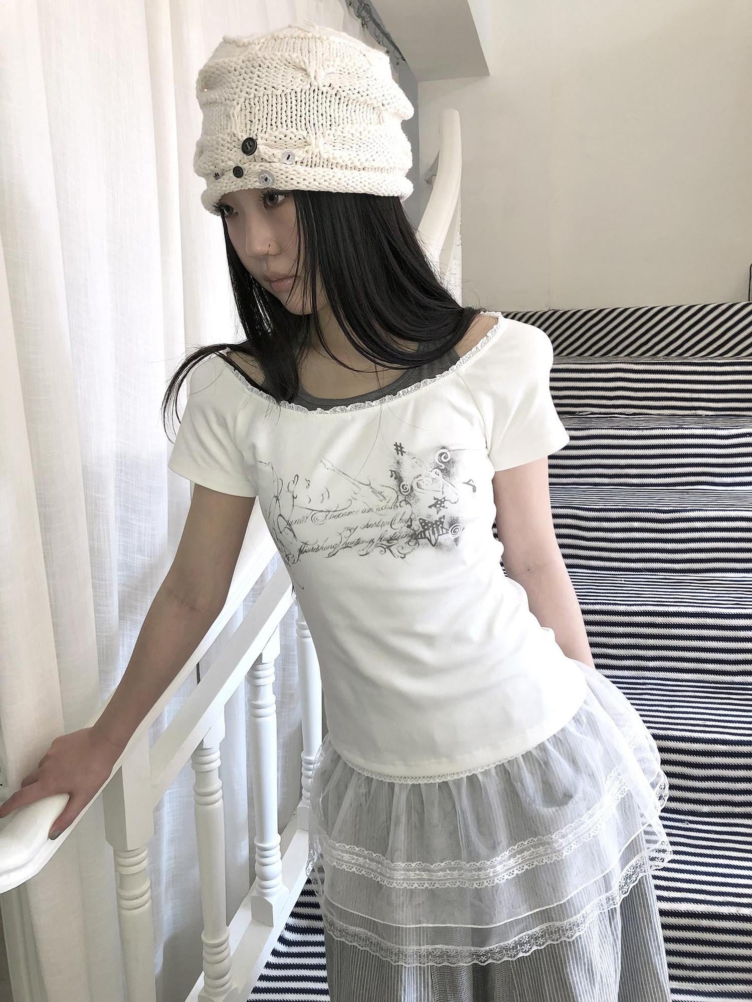 ang project Printed Faux Two Piece Colorblock Halter Tie Slim Short Sleeve Women&