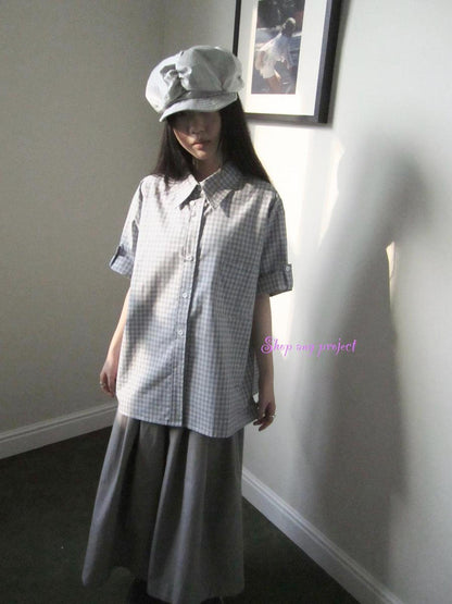 ang project Project 5 6 Summer Casual Plaid Short Sleeve Shirt