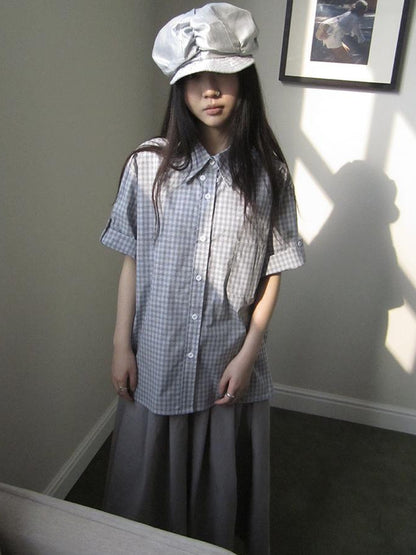 ang project Project 5 6 Summer Casual Plaid Short Sleeve Shirt