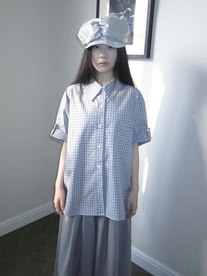 ang project Project 5 6 Summer Casual Plaid Short Sleeve Shirt